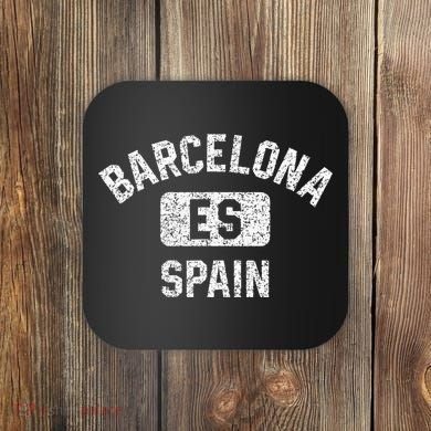 Barcelona Spain ES Gym Style Distressed White Print Coaster