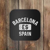 Barcelona Spain ES Gym Style Distressed White Print Coaster thumb 0
