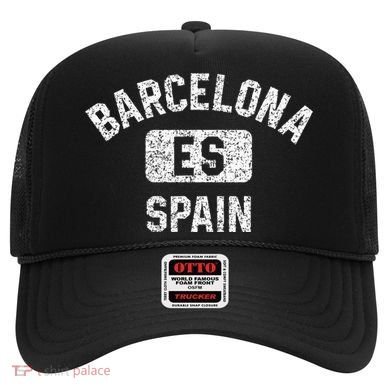 Barcelona Spain ES Gym Style Distressed White Print Hat