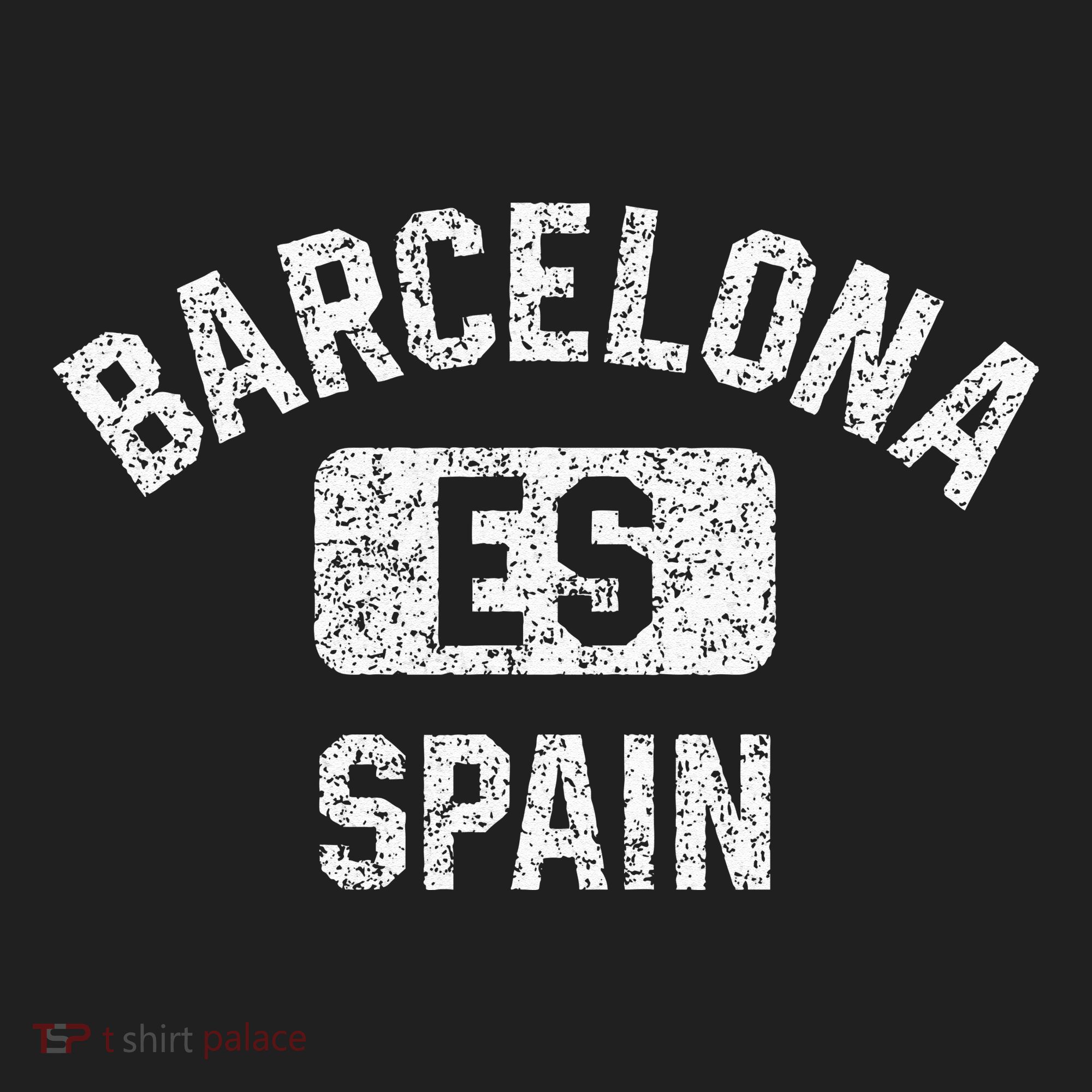 Barcelona Spain ES Gym Style Distressed White Print Hat