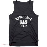 Barcelona Spain ES Gym Style Distressed White Print Tank Top thumb 0
