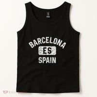 Barcelona Spain ES Gym Style Distressed White Print Tank Top thumb 2