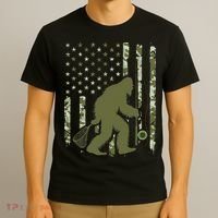 Bigfoot Sasquatch Fly Fishing American Flag Camo Vintage T-Shirt thumb 3