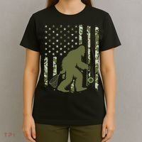 Bigfoot Sasquatch Fly Fishing American Flag Camo Vintage T-Shirt thumb 4