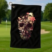 Bloom Skull Flower Golf Towel thumb 1