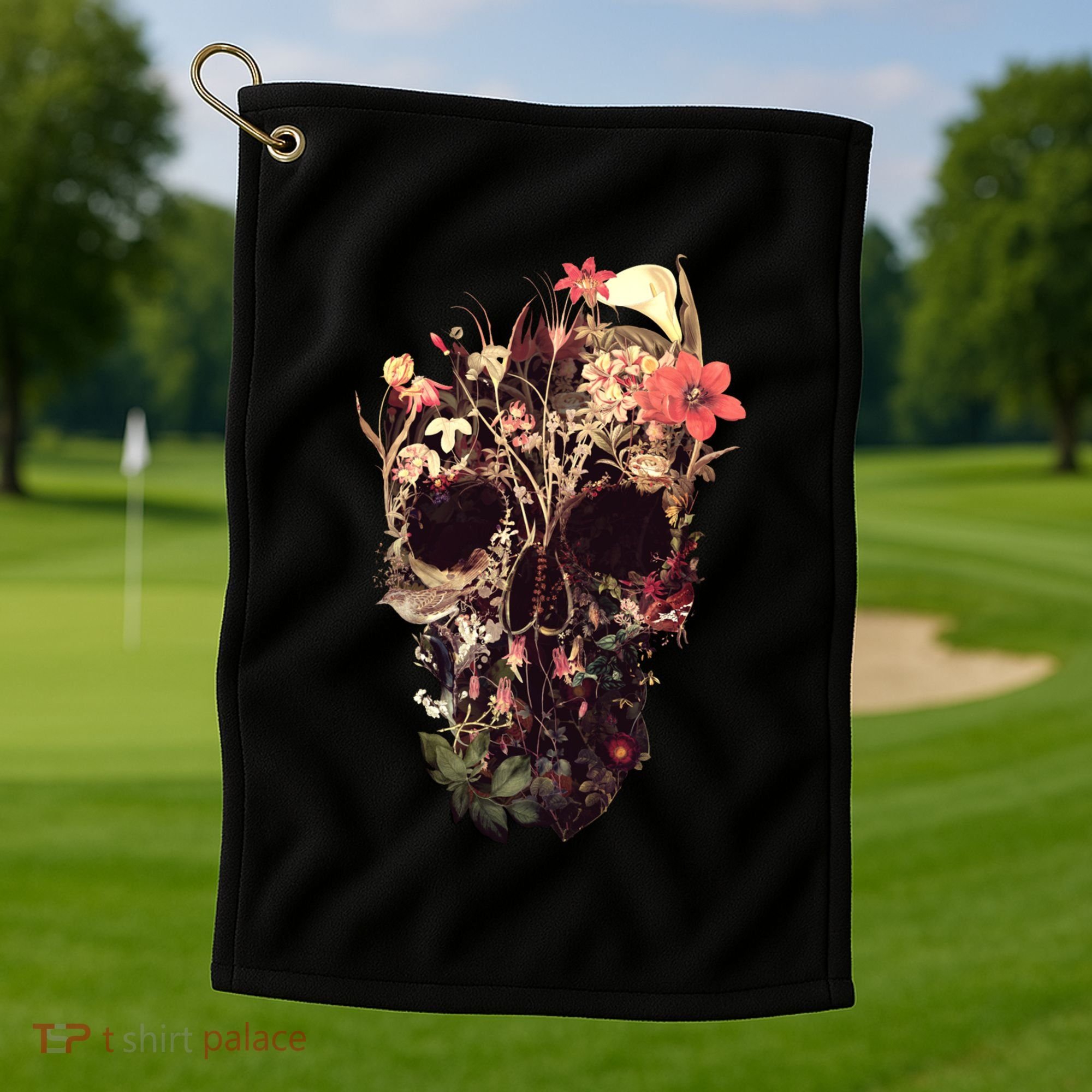 Bloom Skull Flower Golf Towel