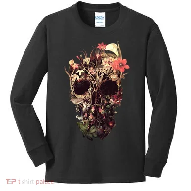 Bloom Skull Flower Kids Long Sleeve Shirt
