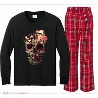 Bloom Skull Flower Kids Long Sleeve Plaid Pajama Set thumb 0