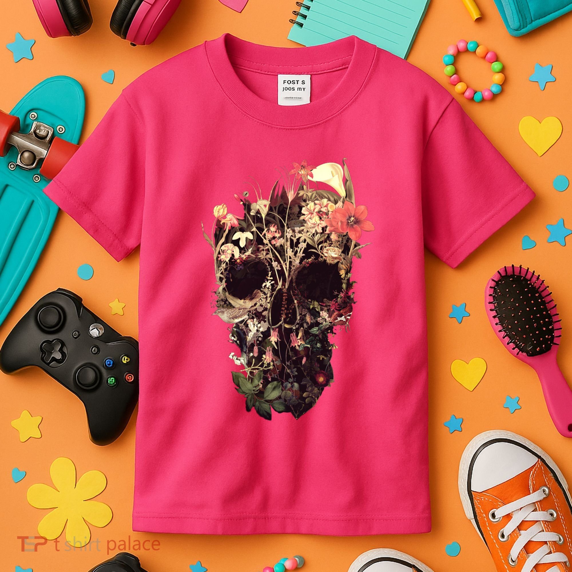 Bloom Skull Flower Kids T-Shirt