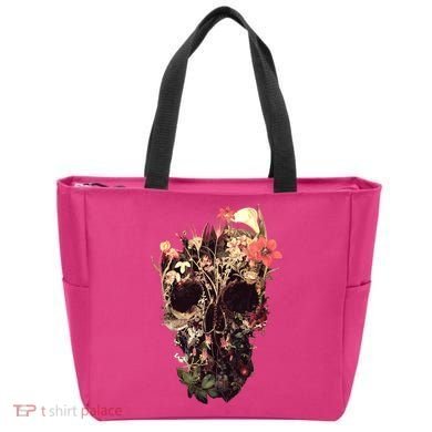Bloom Skull Flower Tote Bag