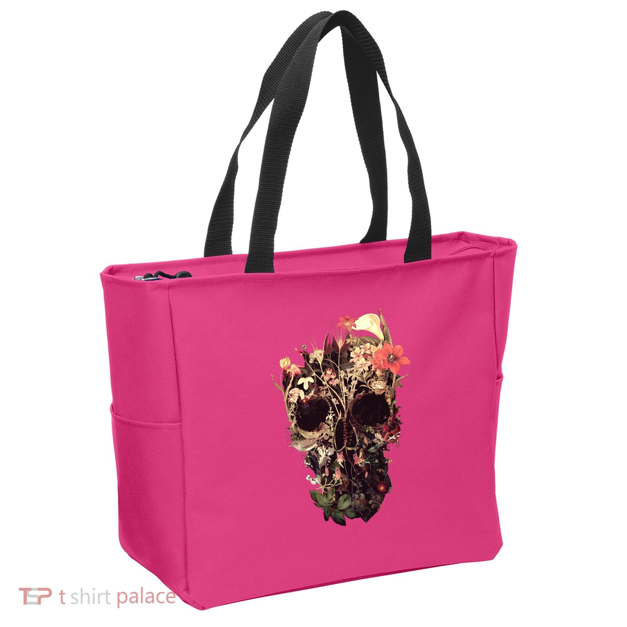 Bloom Skull Flower Tote Bag