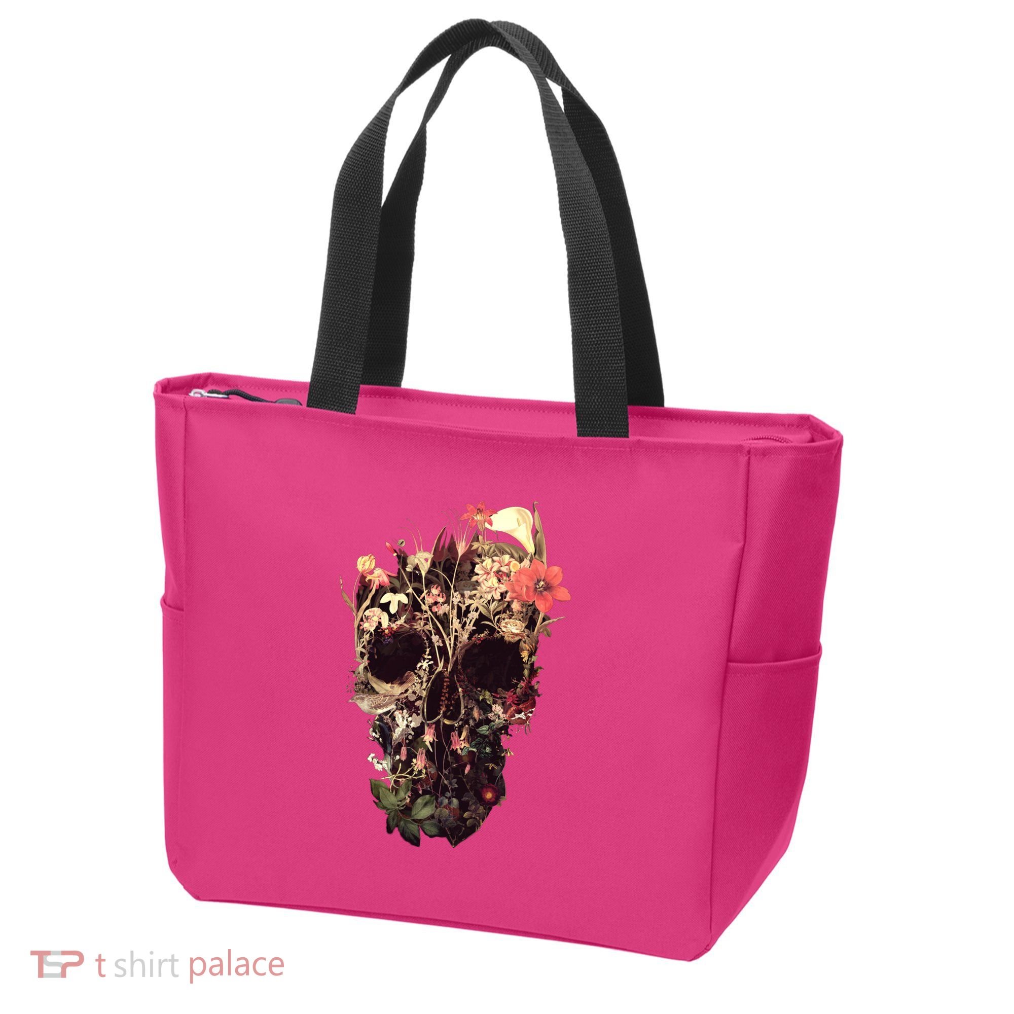 Bloom Skull Flower Tote Bag