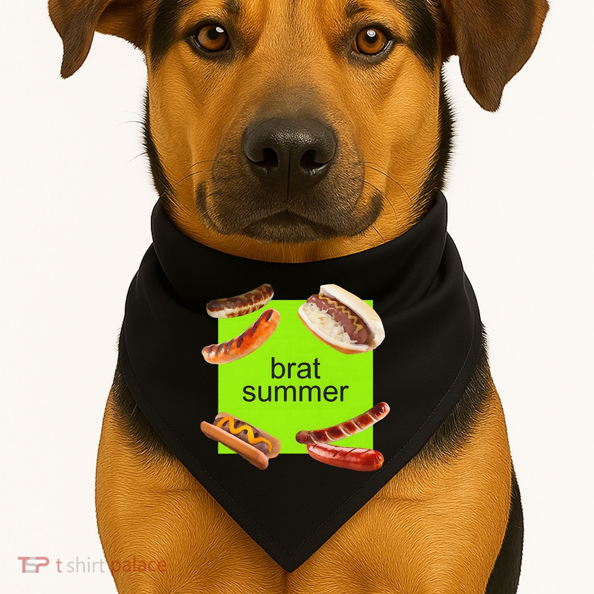 Brat Summer Funny Hot Dog Bratwurst Summer USA-Made Doggie Bandana