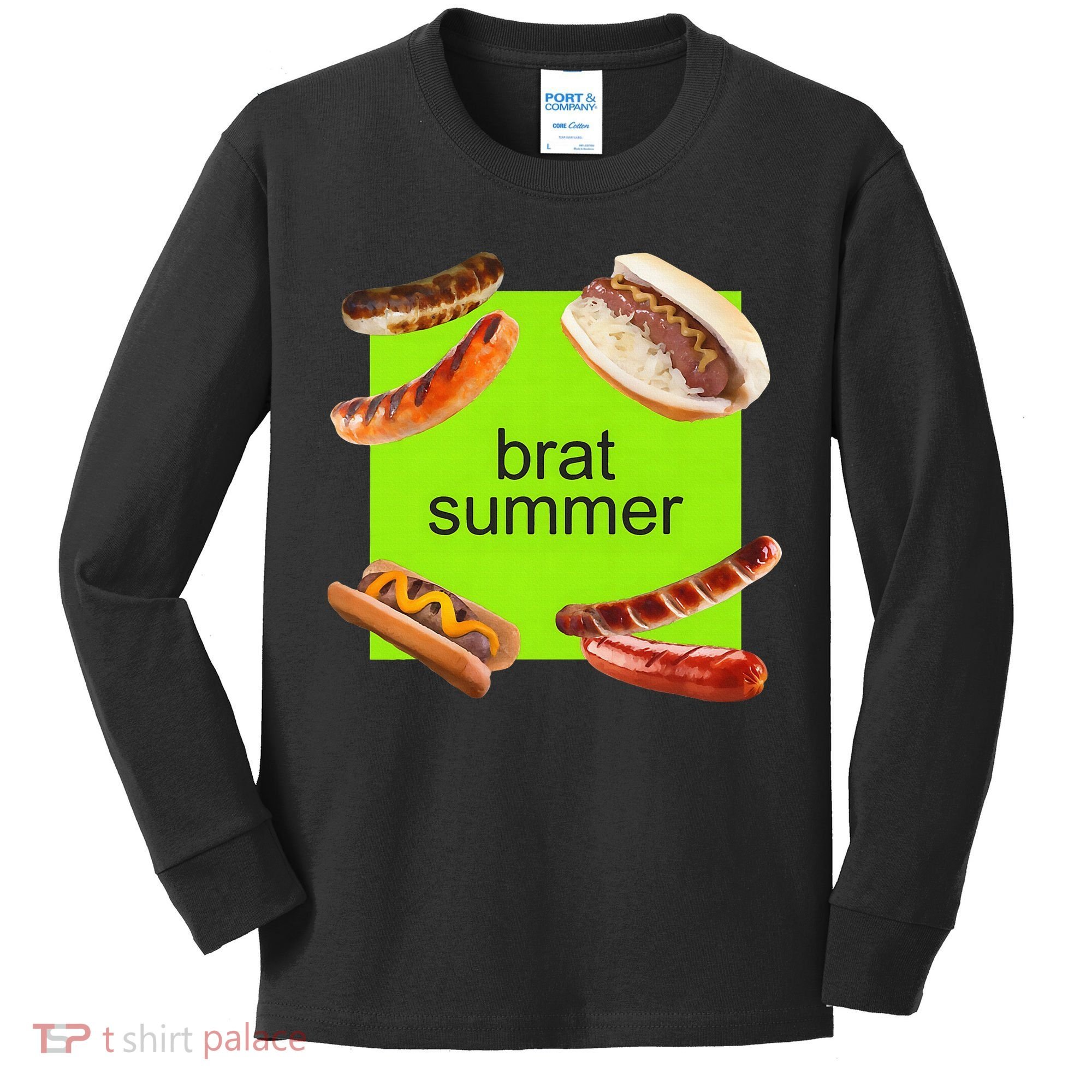 Brat Summer Funny Hot Dog Bratwurst Summer Kids Long Sleeve Shirt