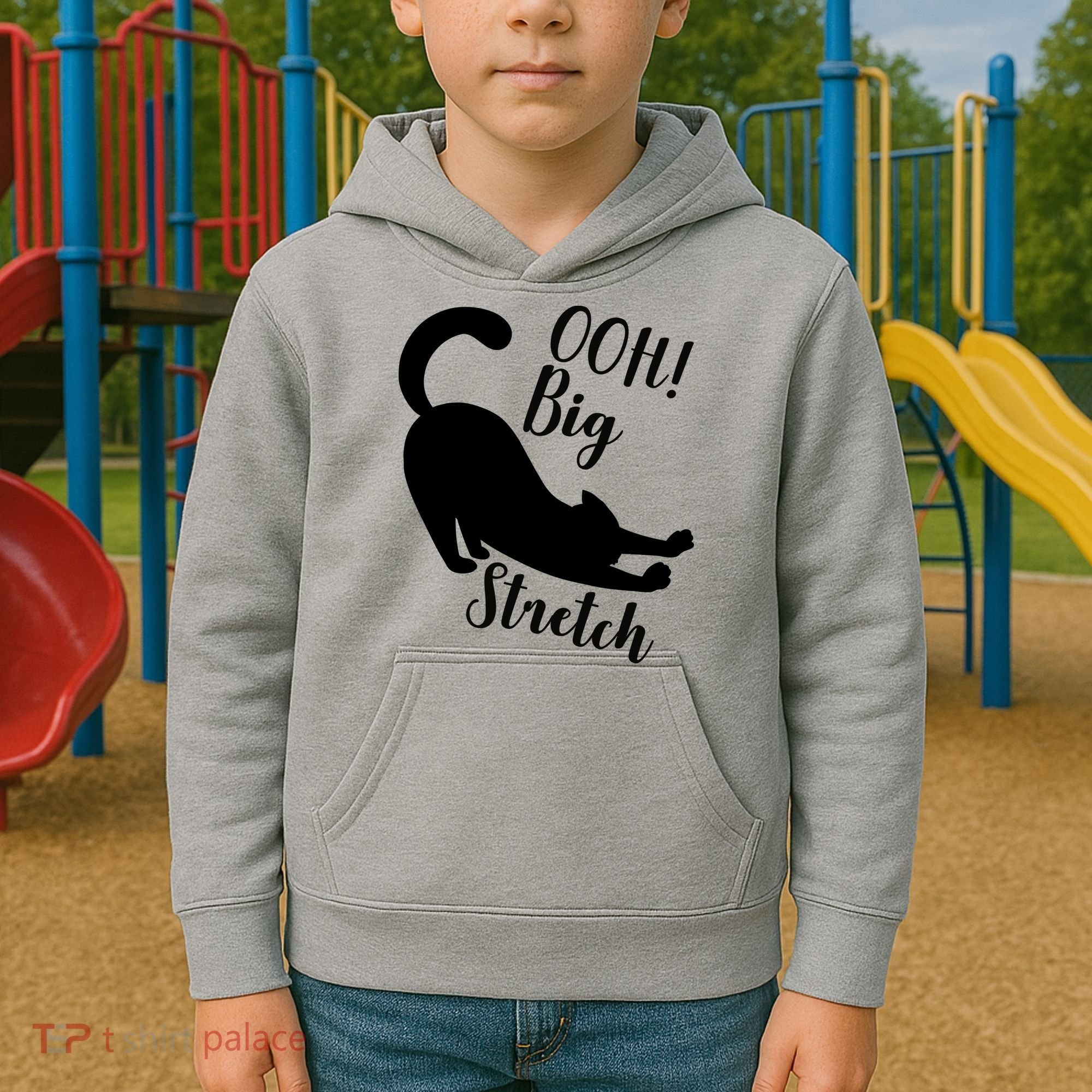 Big Stretch Funny Cat Lover Kids Hoodie