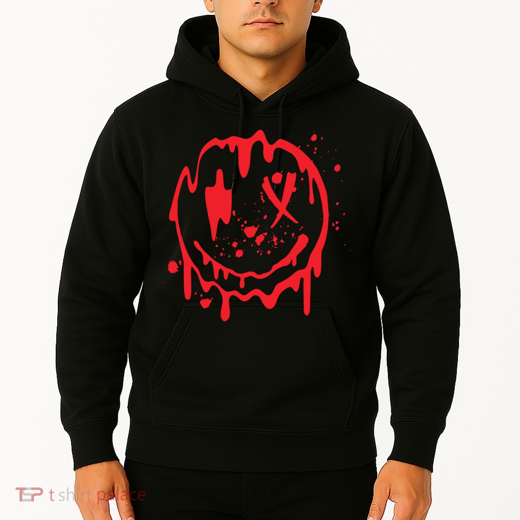 Bloody Smiling Face Splatter Graphic Hoodie