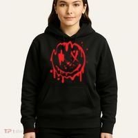 Bloody Smiling Face Splatter Graphic Hoodie thumb 5