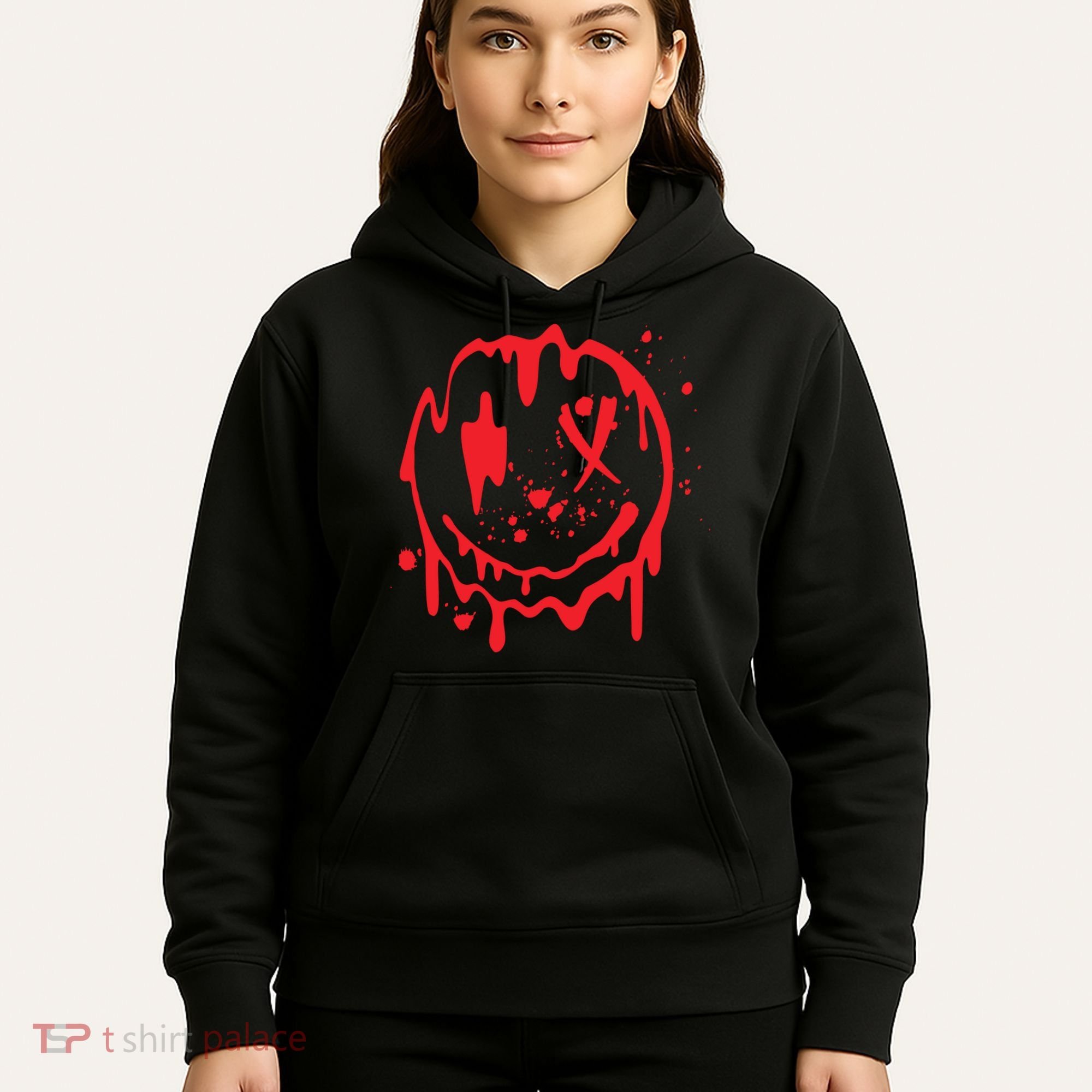 Bloody Smiling Face Splatter Graphic Hoodie