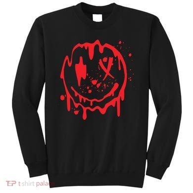 Bloody Smiling Face Splatter Graphic Sweatshirt