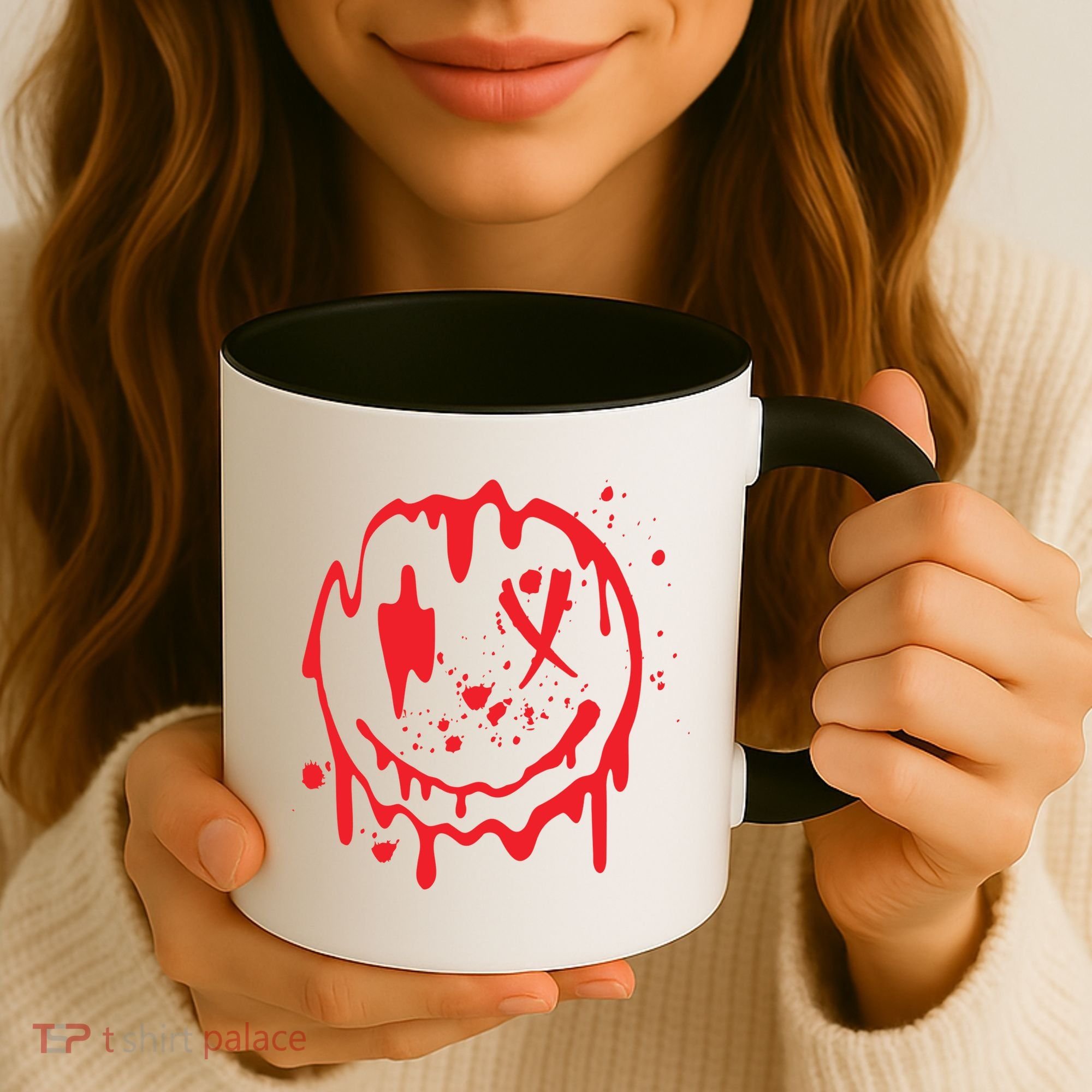 Bloody Smiling Face Splatter Graphic Coffee Mug