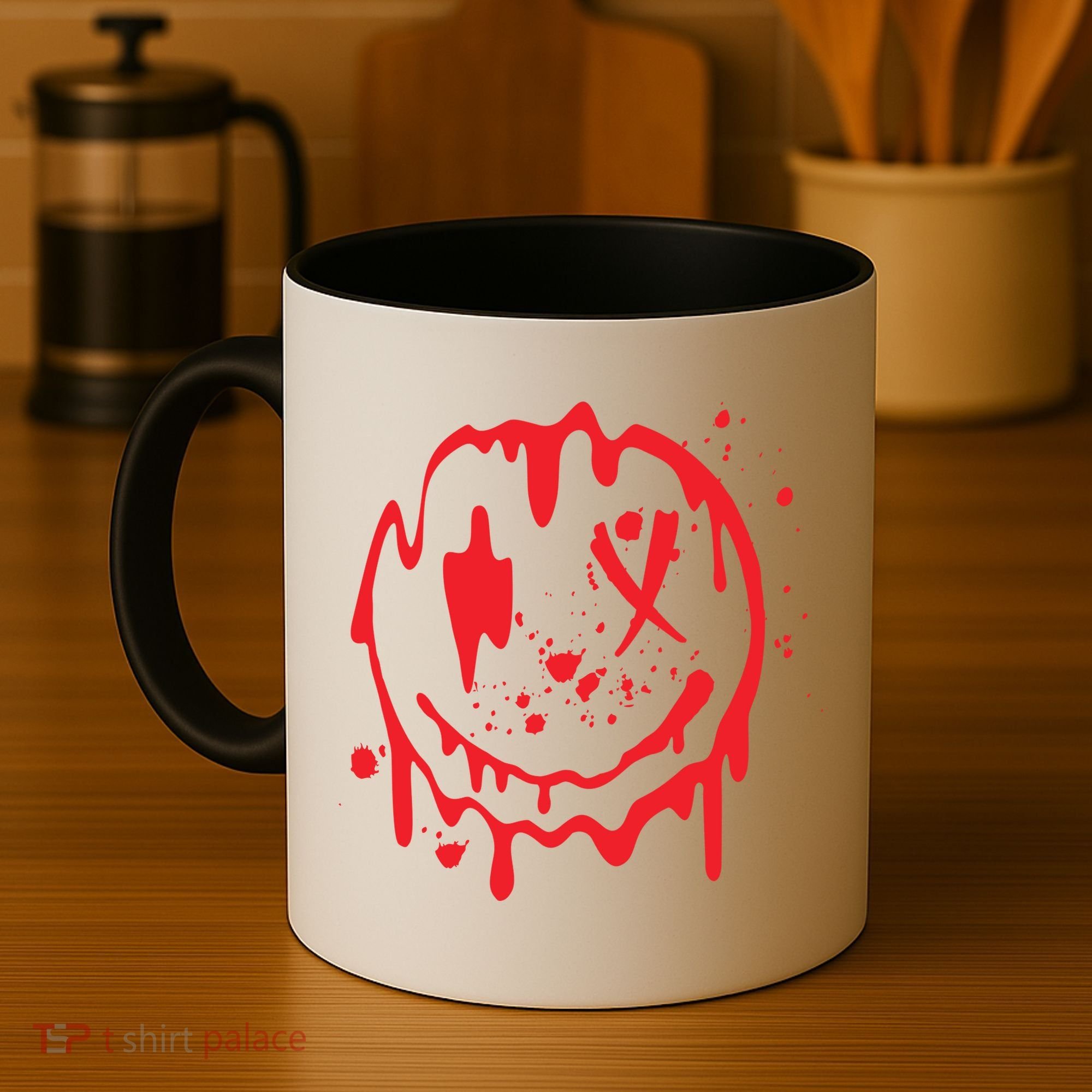 Bloody Smiling Face Splatter Graphic Coffee Mug