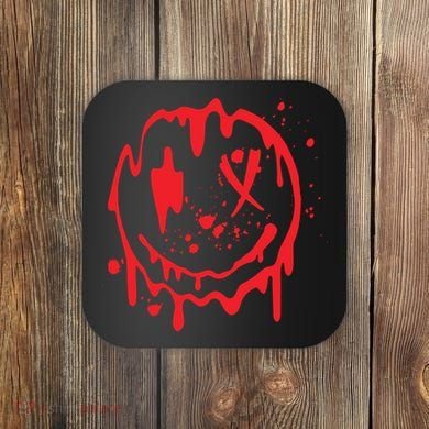 Bloody Smiling Face Splatter Graphic Coaster