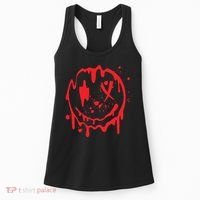 Bloody Smiling Face Splatter Graphic Women's Tank Top thumb 0
