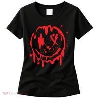 Bloody Smiling Face Splatter Graphic Women's T-Shirt thumb 0