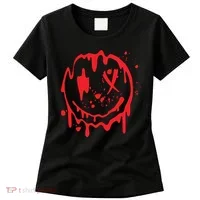 Bloody Smiling Face Splatter Graphic Women's T-Shirt thumb 0