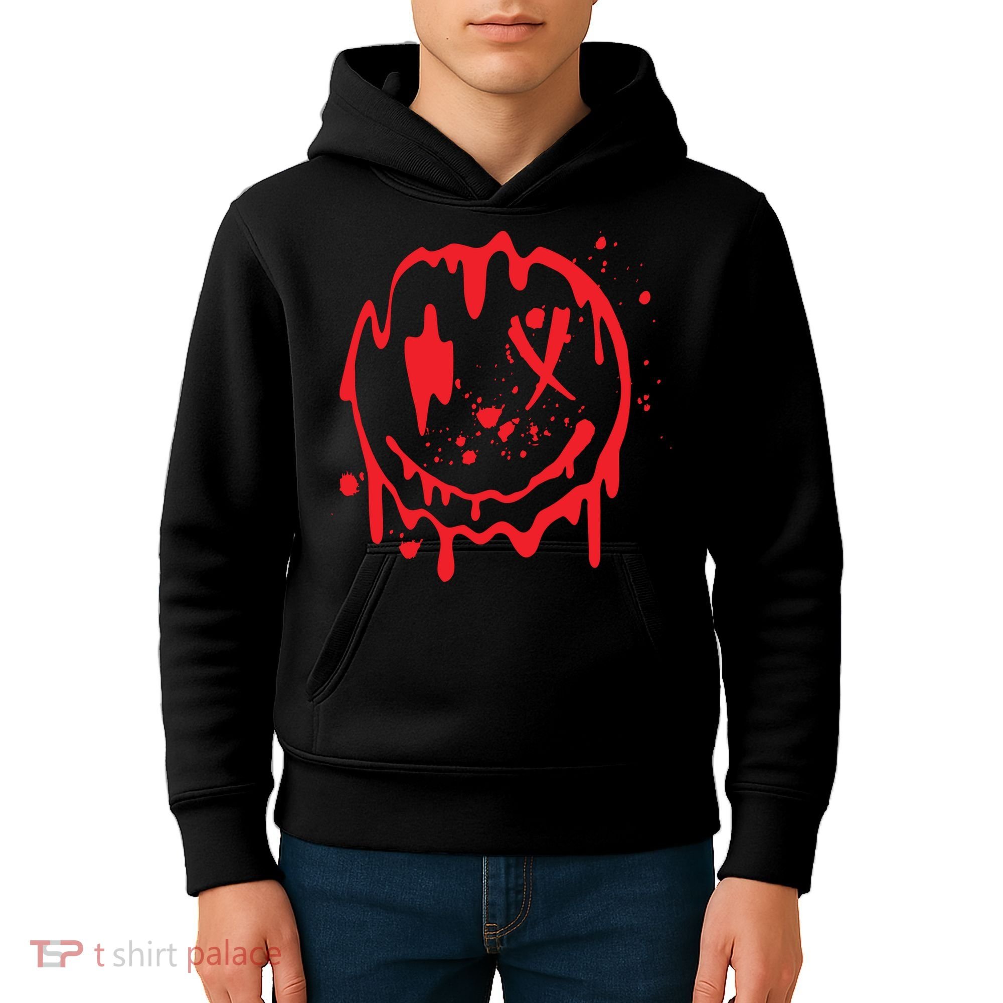 Bloody Smiling Face Splatter Graphic Kids Hoodie