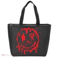 Bloody Smiling Face Splatter Graphic Tote Bag thumb 0