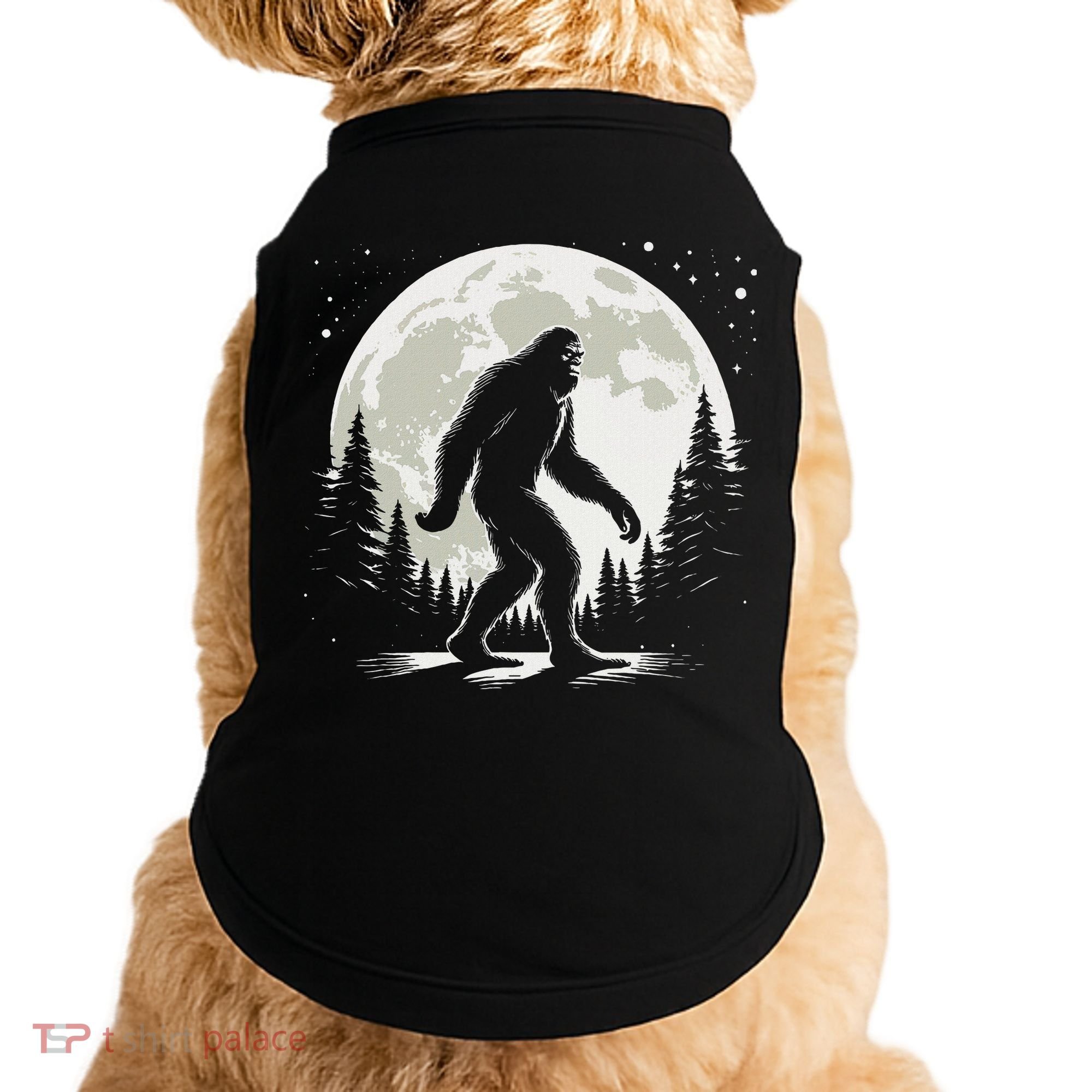 Bigfoot Sasquatch Full Moon Forest Graphic Funny Big Foot Doggie Tank