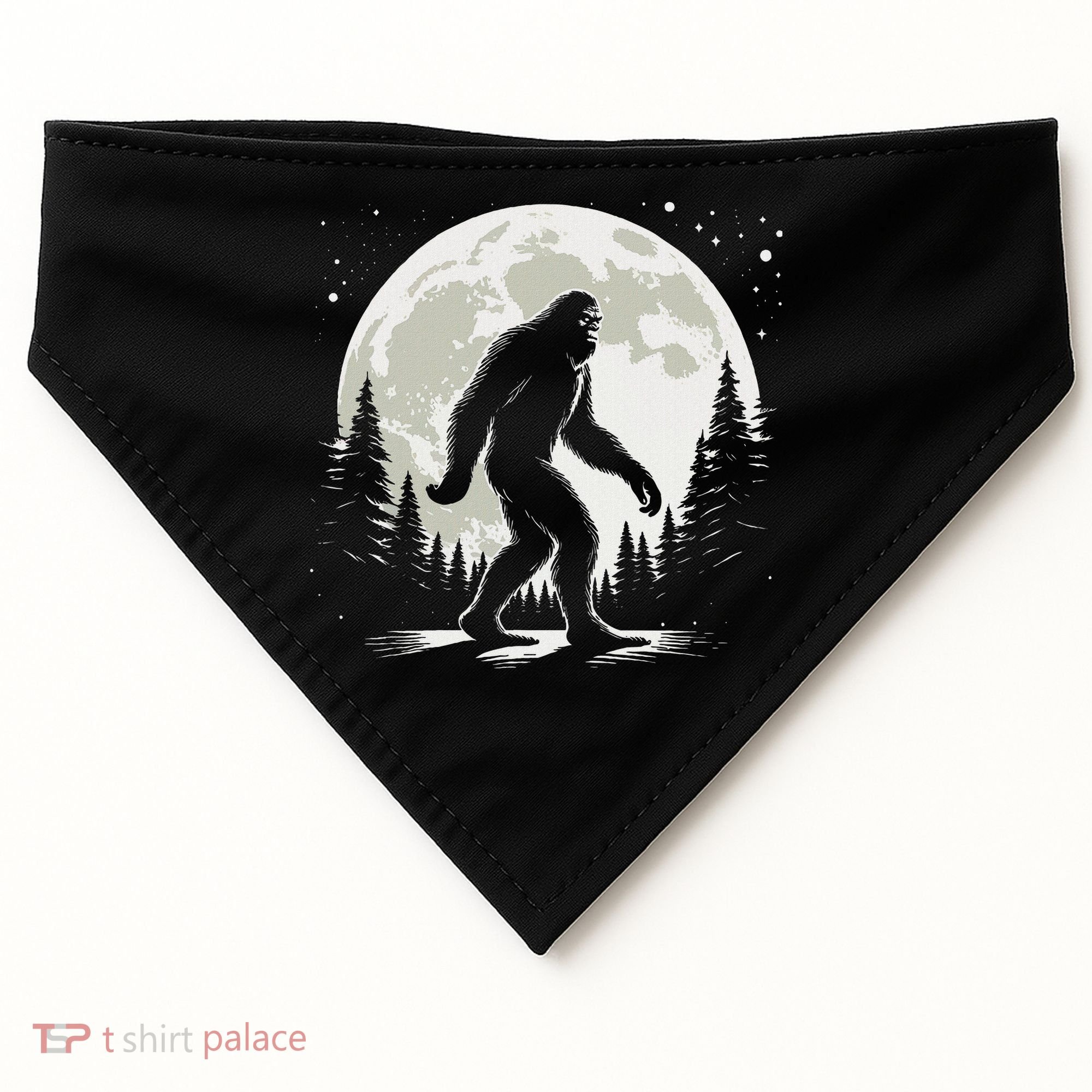 Bigfoot Sasquatch Full Moon Forest Graphic Funny Big Foot USA-Made Doggie Bandana