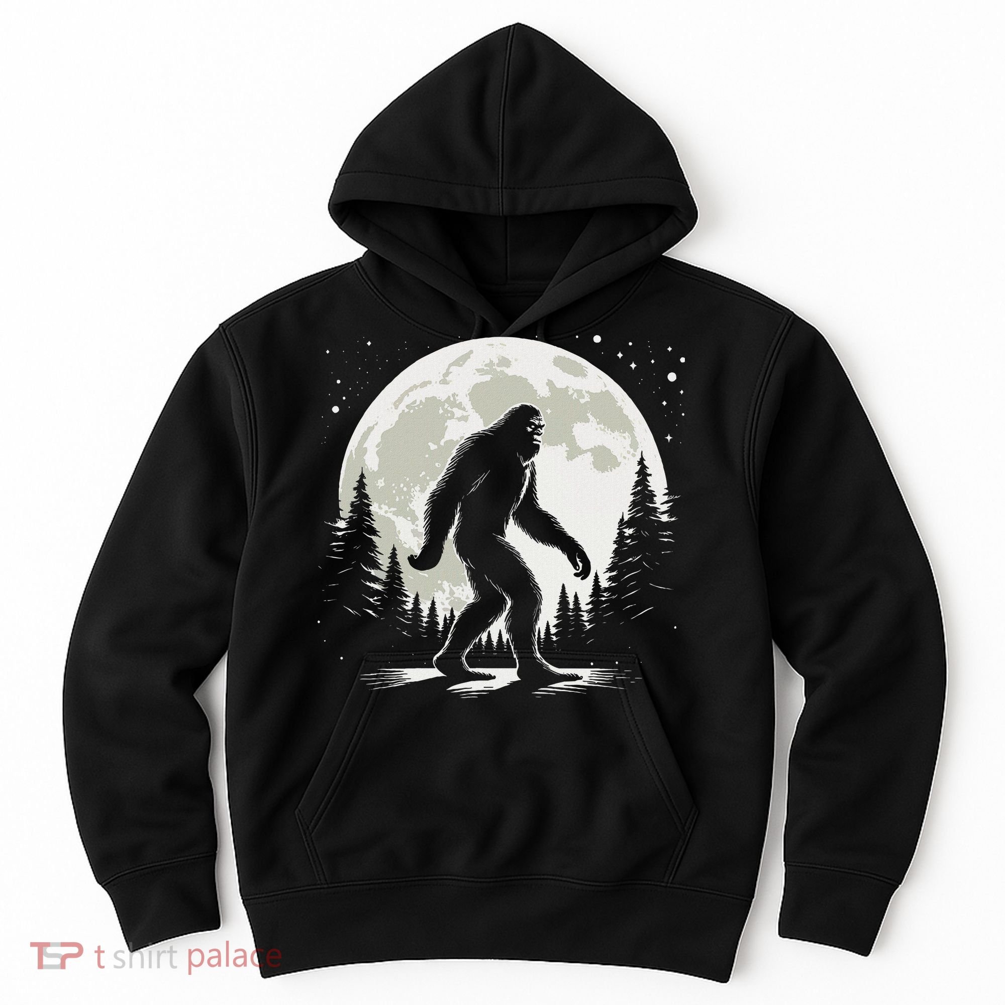 Bigfoot Sasquatch Full Moon Forest Graphic Funny Big Foot Hoodie