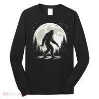 Bigfoot Sasquatch Full Moon Forest Graphic Funny Big Foot Long Sleeve Shirt thumb 0