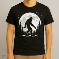Bigfoot Sasquatch Full Moon Forest Graphic Funny Big Foot T-Shirt thumb 3