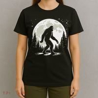 Bigfoot Sasquatch Full Moon Forest Graphic Funny Big Foot T-Shirt thumb 4