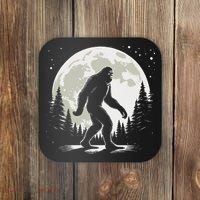 Bigfoot Sasquatch Full Moon Forest Graphic Funny Big Foot Coaster thumb 0