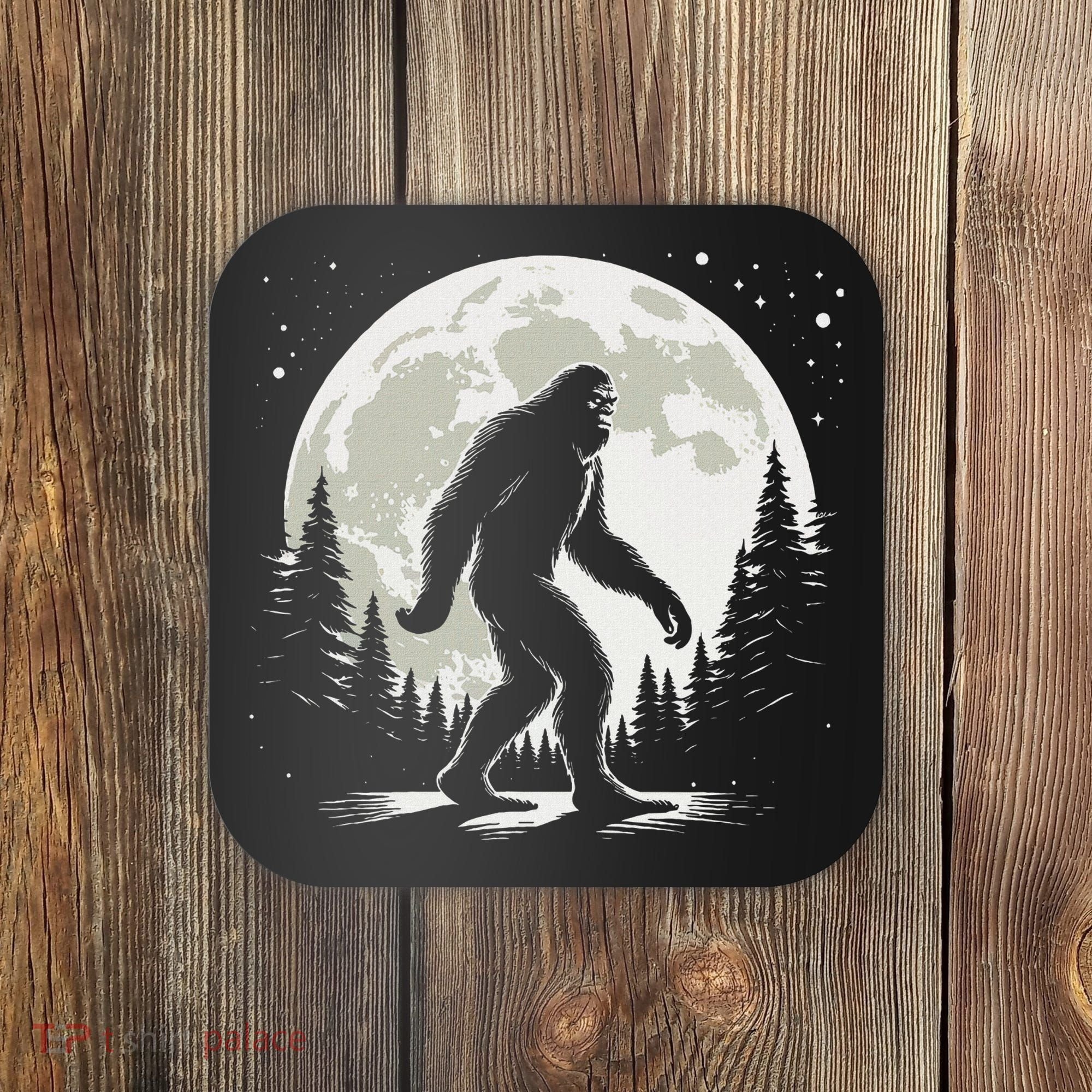 Bigfoot Sasquatch Full Moon Forest Graphic Funny Big Foot Coaster