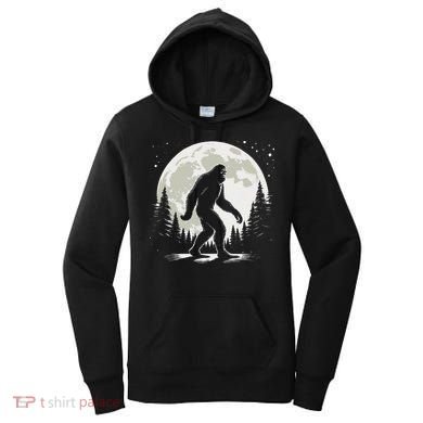 Bigfoot Sasquatch Full Moon Forest Graphic Funny Big Foot Women's Hoodie