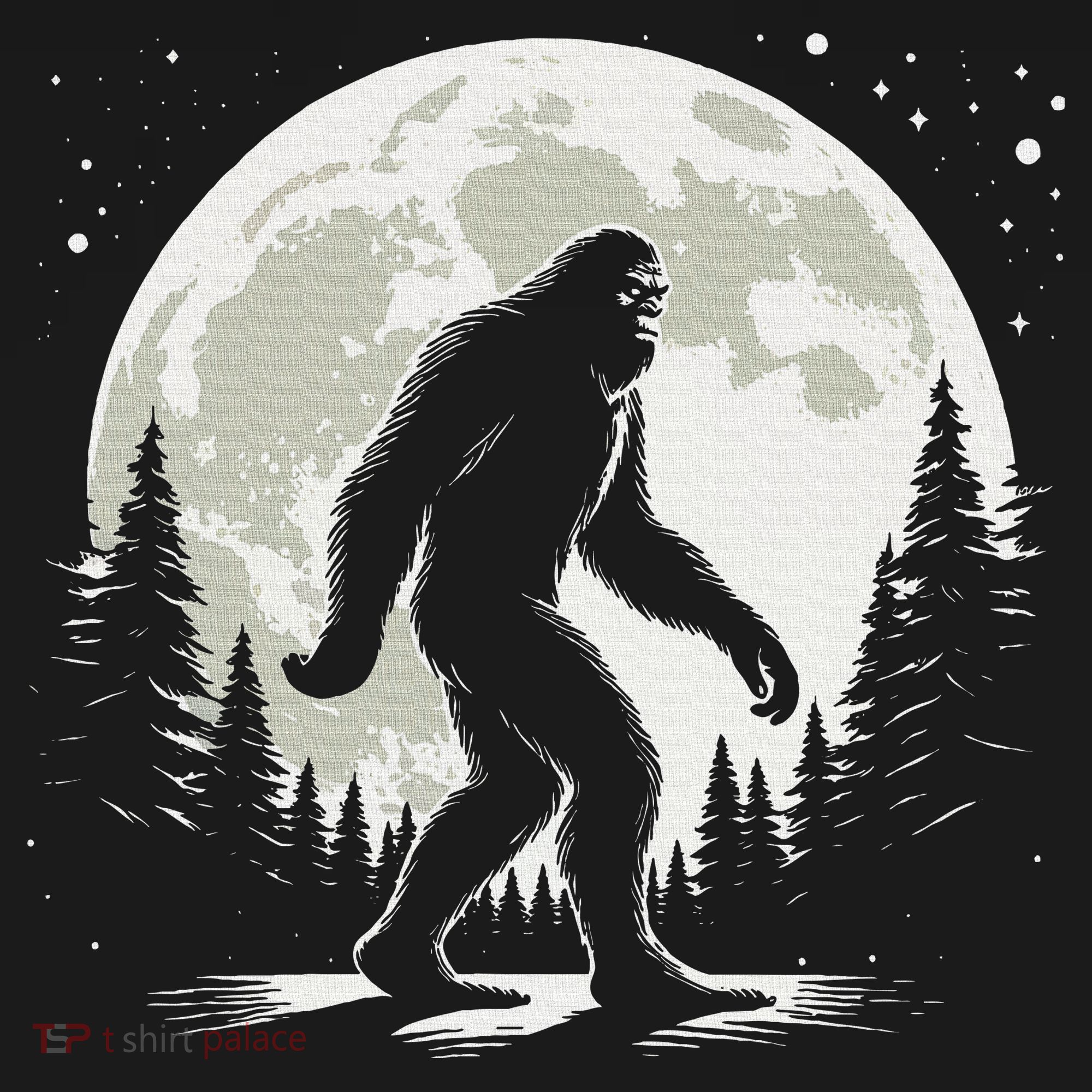 Bigfoot Sasquatch Full Moon Forest Graphic Funny Big Foot Women's Hoodie