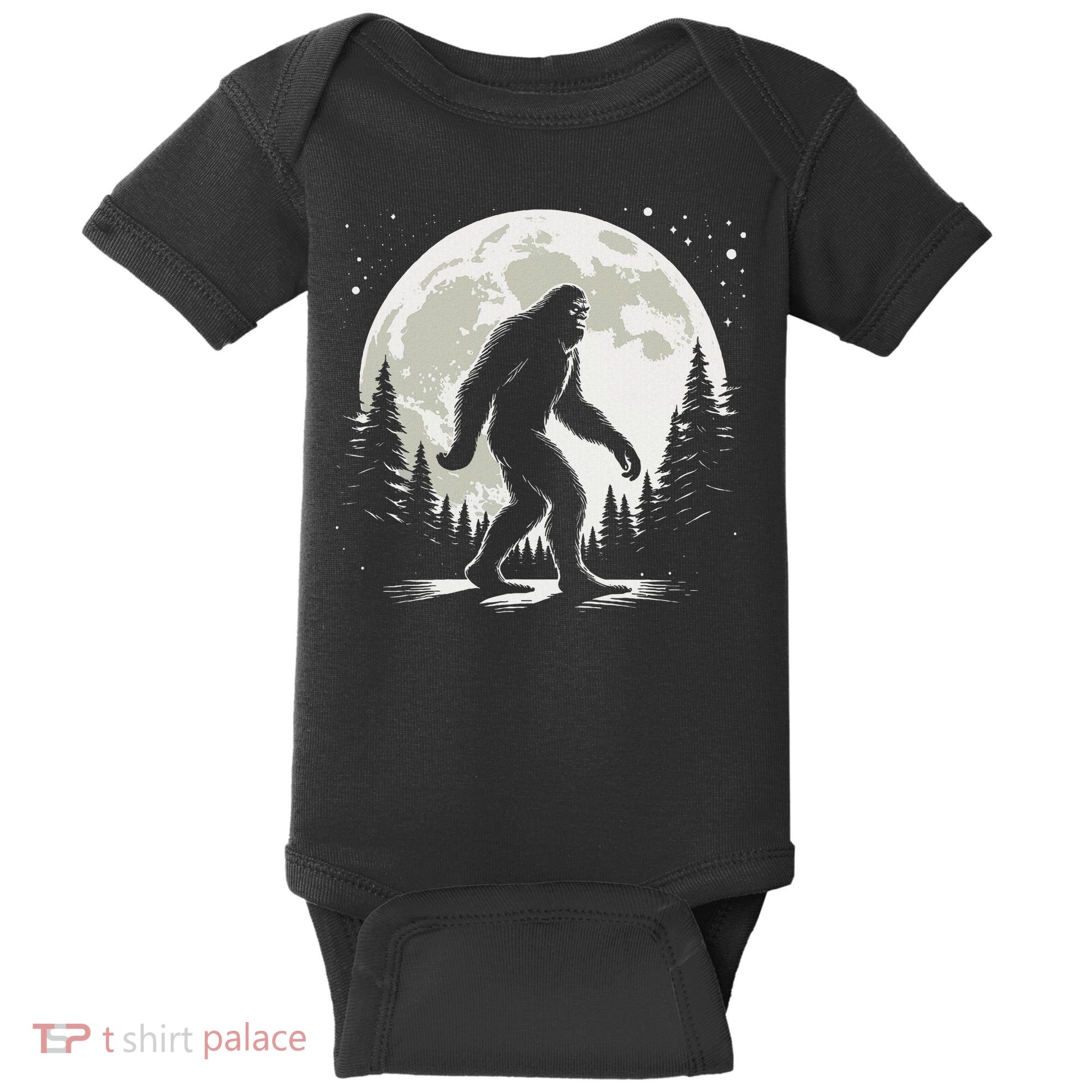 Bigfoot Sasquatch Full Moon Forest Graphic Funny Big Foot Baby Bodysuit