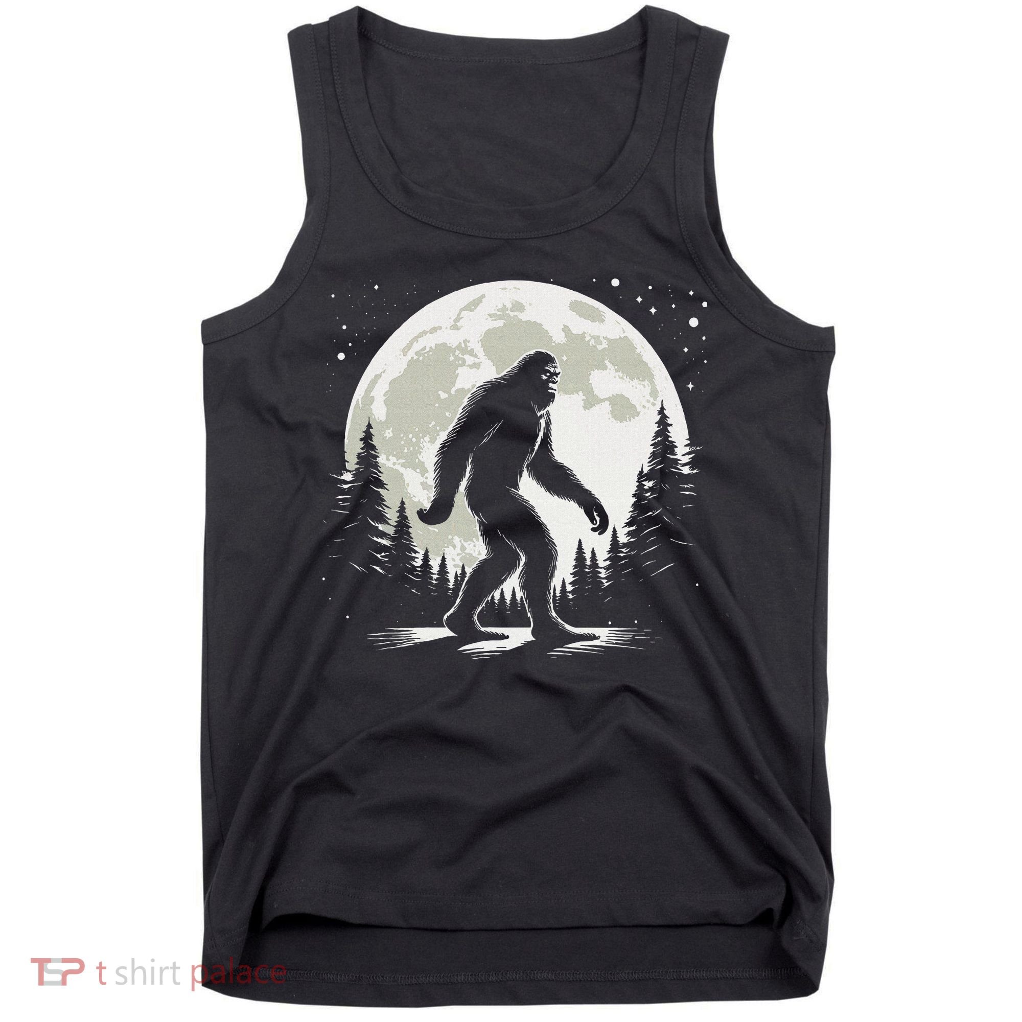 Bigfoot Sasquatch Full Moon Forest Graphic Funny Big Foot Tank Top