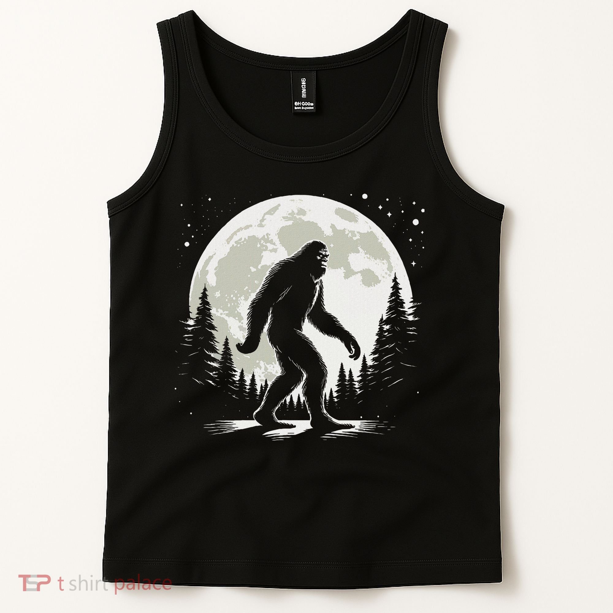 Bigfoot Sasquatch Full Moon Forest Graphic Funny Big Foot Tank Top