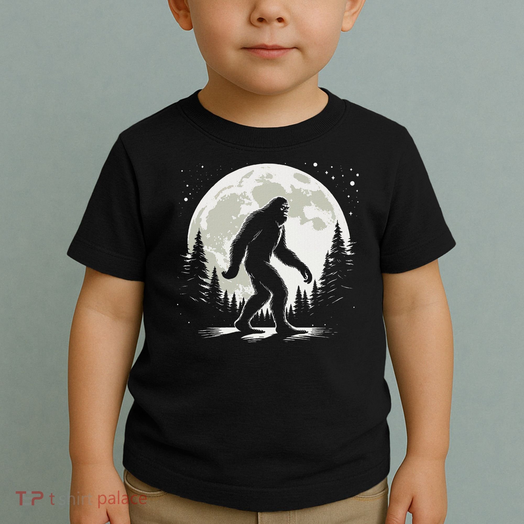 Bigfoot Sasquatch Full Moon Forest Graphic Funny Big Foot Toddler T-Shirt