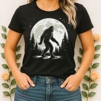 Bigfoot Sasquatch Full Moon Forest Graphic Funny Big Foot Women's T-Shirt thumb 2