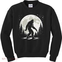 Bigfoot Sasquatch Full Moon Forest Graphic Funny Big Foot Kids Sweatshirt thumb 0