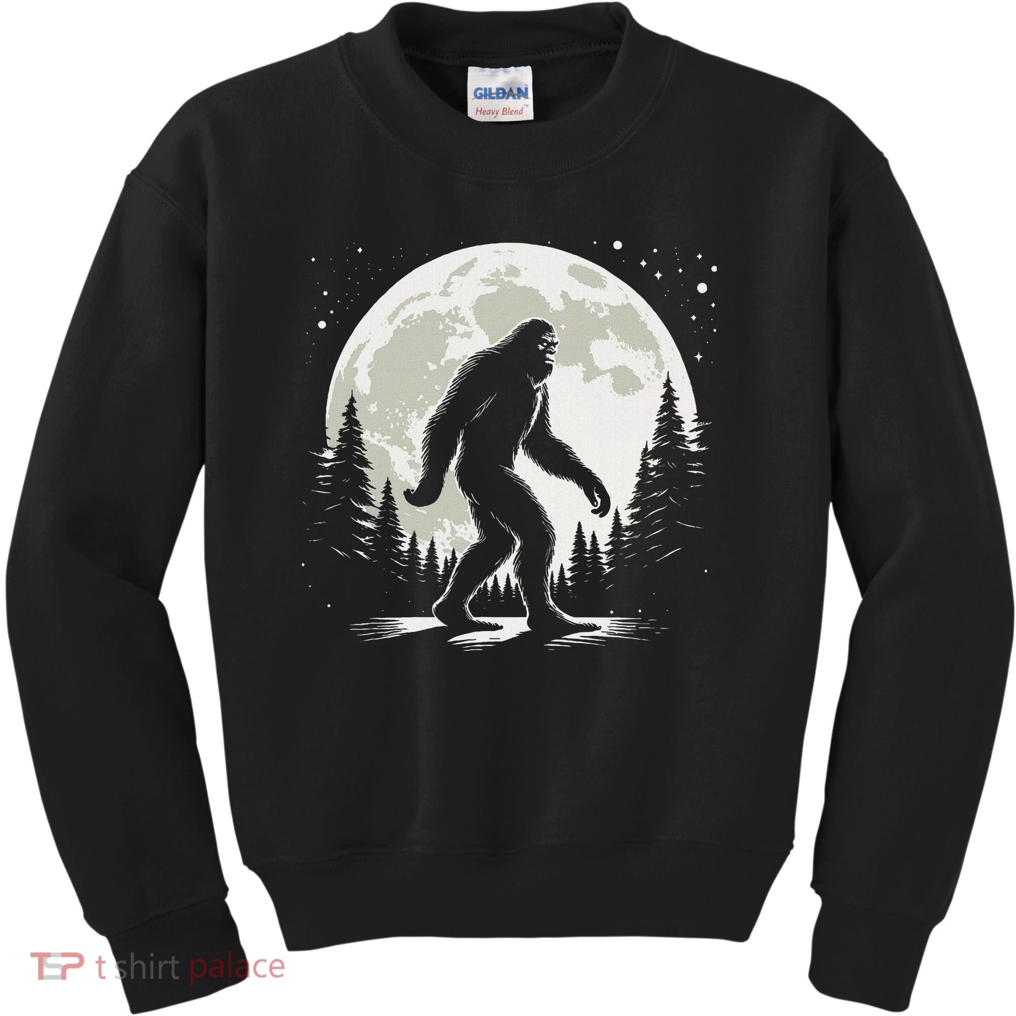Bigfoot Sasquatch Full Moon Forest Graphic Funny Big Foot Kids Sweatshirt