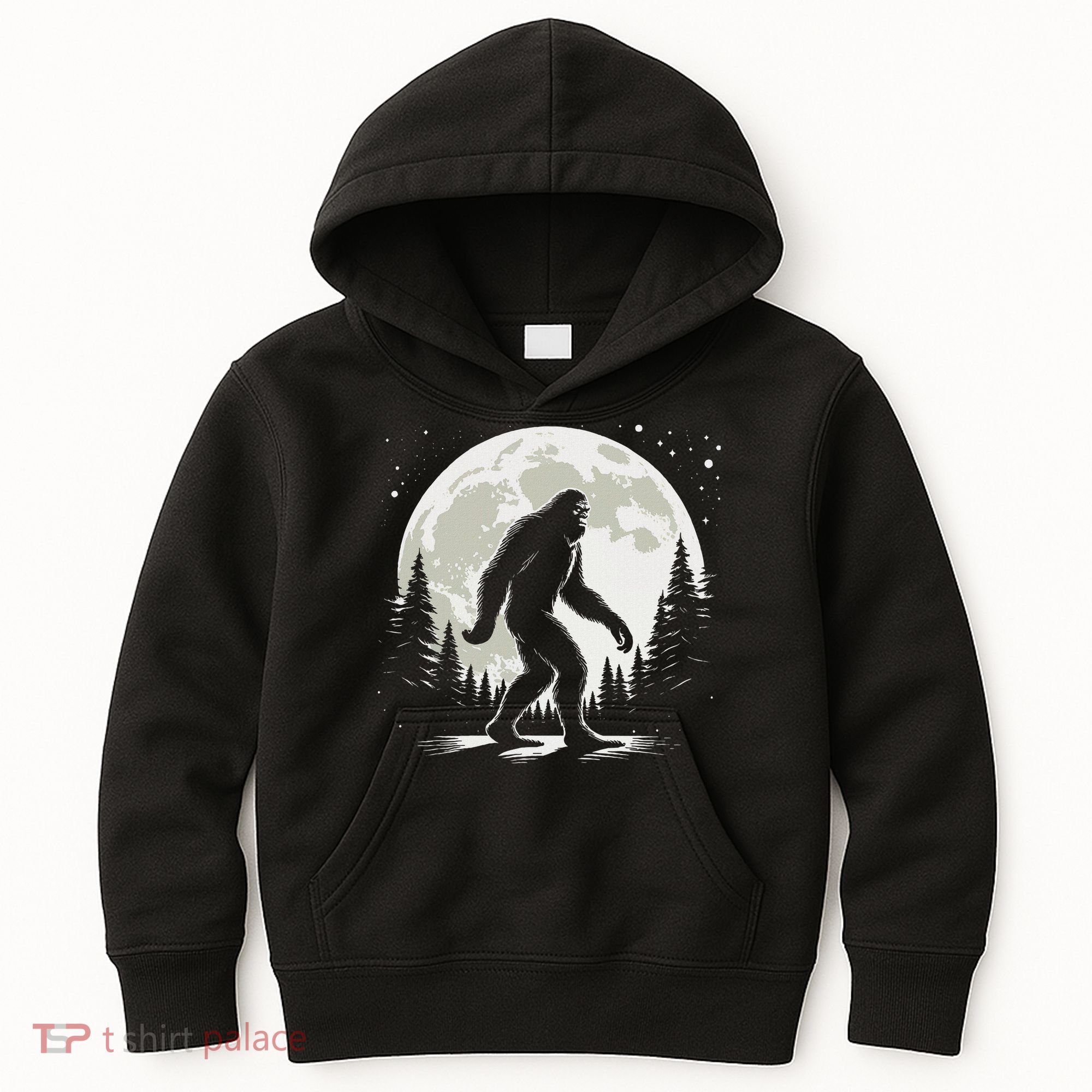 Bigfoot Sasquatch Full Moon Forest Graphic Funny Big Foot Kids Hoodie