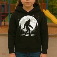 Bigfoot Sasquatch Full Moon Forest Graphic Funny Big Foot Kids Hoodie thumb 3